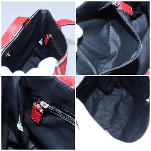 BURBERRY Nova Check Hand Bag Nylon Red Auth ti2831 - Picture 14 of 16